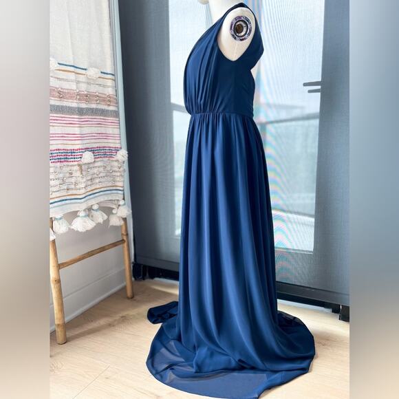 Jenny Yoo Collection Navy Blue Sleeveless Cut-Out Back Maxi Gown Women’s Size 2 - Picture 3 of 10